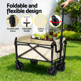 Spreaders & Wheelbarrows: Gardeon Garden Cart Folding Trolley Camping Wagon Barrow Outdoor Beach Beige
