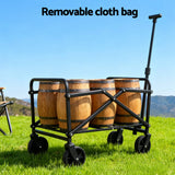 Spreaders & Wheelbarrows: Gardeon Garden Cart Folding Trolley Camping Wagon Barrow Outdoor Beach Beige