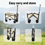 Spreaders & Wheelbarrows: Gardeon Garden Cart Folding Trolley Camping Wagon Barrow Outdoor Beach Beige