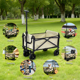 Spreaders & Wheelbarrows: Gardeon Garden Cart Folding Trolley Camping Wagon Barrow Outdoor Beach Beige