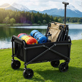 Spreaders & Wheelbarrows: Gardeon Garden Cart Folding Trolley Camping Wagon Barrow Outdoor Beach Black