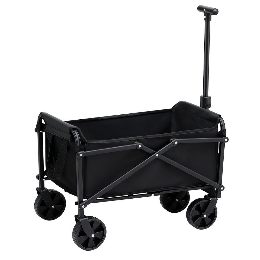 Spreaders & Wheelbarrows: Gardeon Garden Cart Folding Trolley Camping Wagon Barrow Outdoor Beach Black