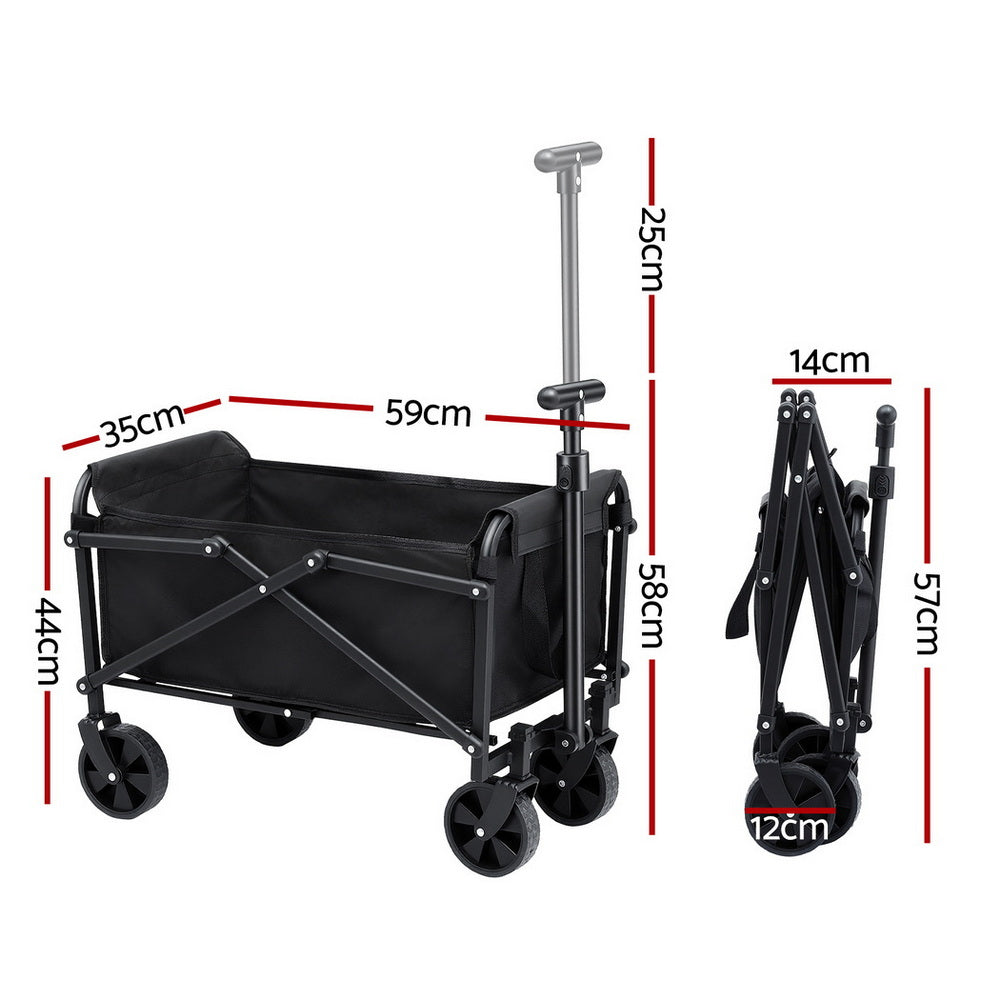 Spreaders & Wheelbarrows: Gardeon Garden Cart Folding Trolley Camping Wagon Barrow Outdoor Beach Black