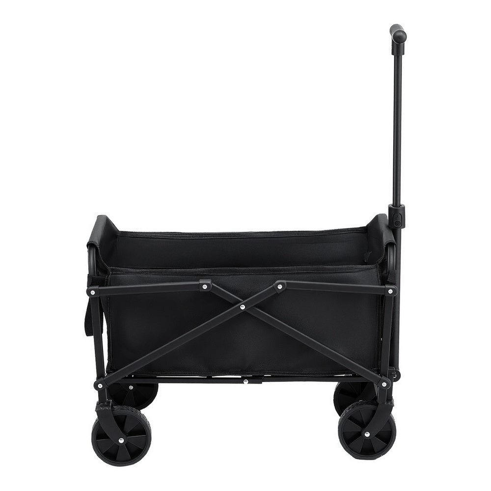 Spreaders & Wheelbarrows: Gardeon Garden Cart Folding Trolley Camping Wagon Barrow Outdoor Beach Black