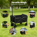 Spreaders & Wheelbarrows: Gardeon Garden Cart Folding Trolley Camping Wagon Barrow Outdoor Beach Black