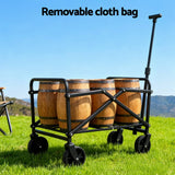 Spreaders & Wheelbarrows: Gardeon Garden Cart Folding Trolley Camping Wagon Barrow Outdoor Beach Black