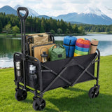 Spreaders & Wheelbarrows: Gardeon Garden Cart Folding Trolley Camping Wagon Barrow Outdoor Beach Black