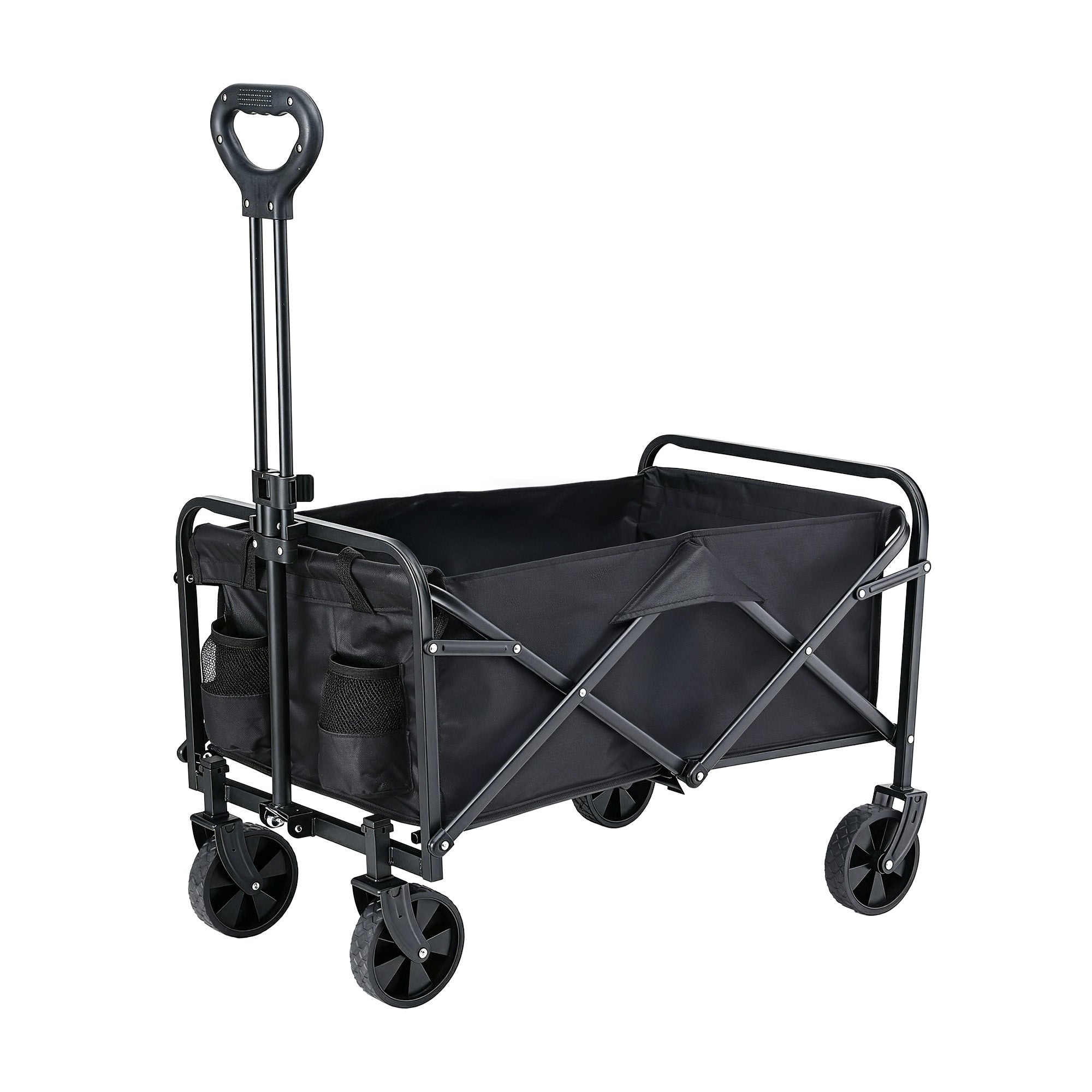 Spreaders & Wheelbarrows: Gardeon Garden Cart Folding Trolley Camping Wagon Barrow Outdoor Beach Black
