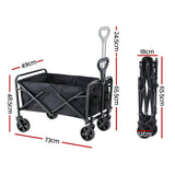Spreaders & Wheelbarrows: Gardeon Garden Cart Folding Trolley Camping Wagon Barrow Outdoor Beach Black