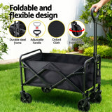 Spreaders & Wheelbarrows: Gardeon Garden Cart Folding Trolley Camping Wagon Barrow Outdoor Beach Black