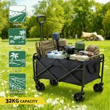 Spreaders & Wheelbarrows: Gardeon Garden Cart Folding Trolley Camping Wagon Barrow Outdoor Beach Black