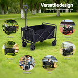 Spreaders & Wheelbarrows: Gardeon Garden Cart Folding Trolley Camping Wagon Barrow Outdoor Beach Black