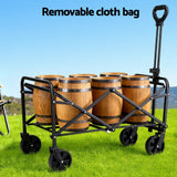 Spreaders & Wheelbarrows: Gardeon Garden Cart Folding Trolley Camping Wagon Barrow Outdoor Beach Black