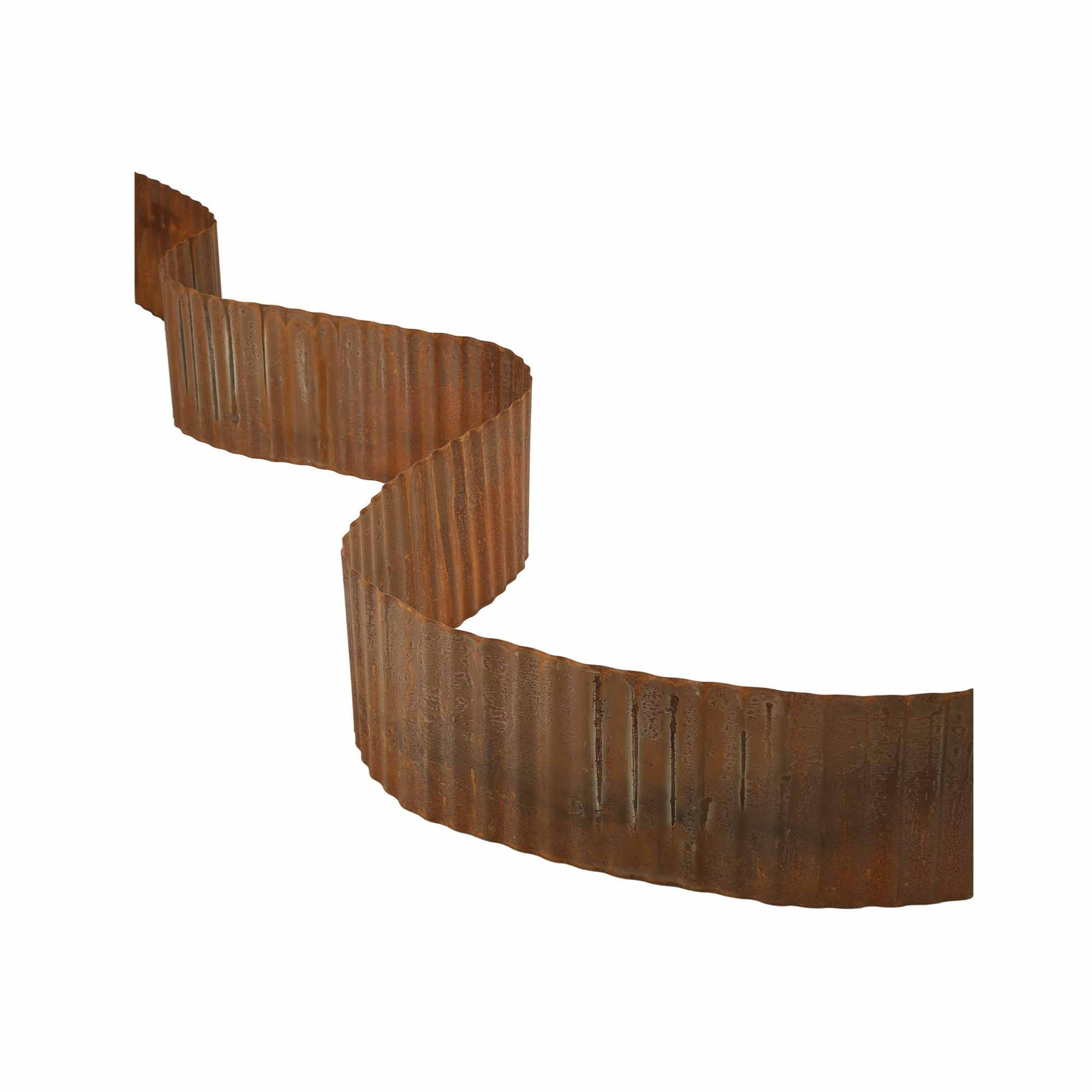 Green Fingers Garden Edging 10ft Metal Flexible Garden Border Corrugated Steel Lawn Edging Rust