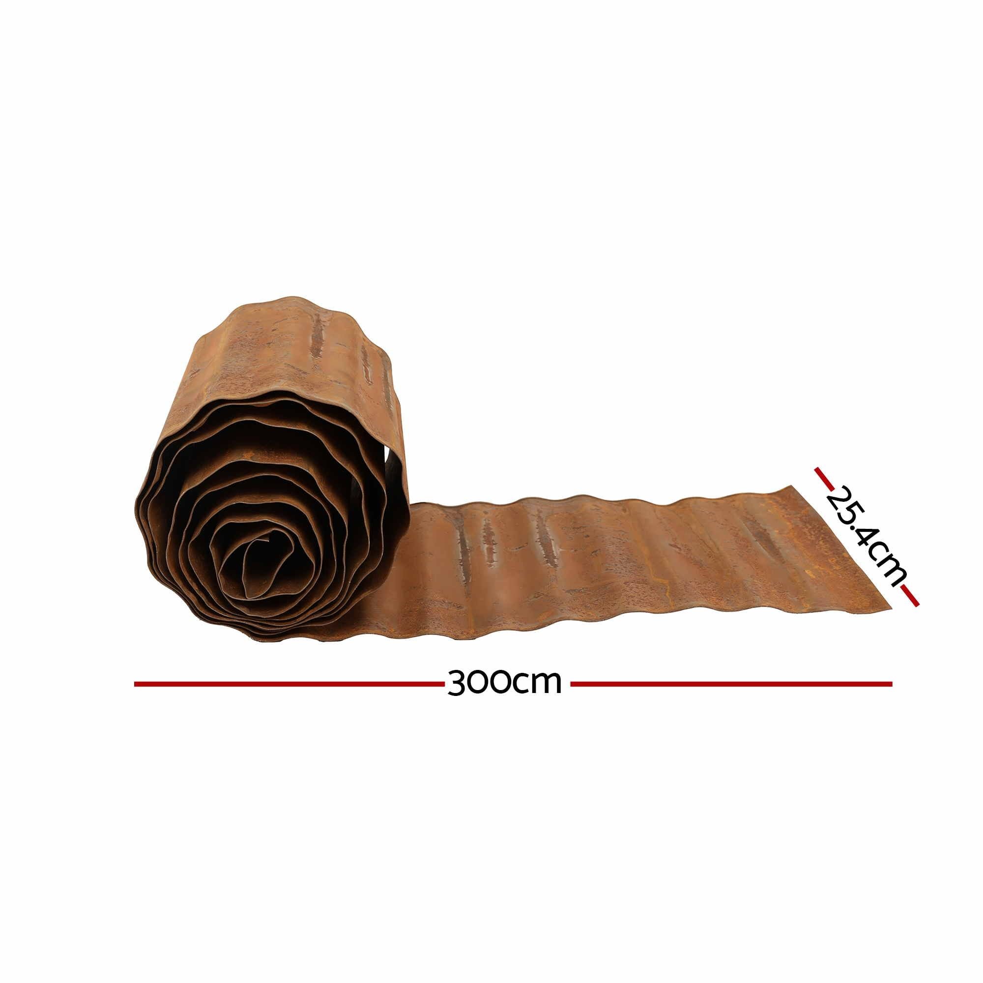 Green Fingers Garden Edging 10ft Metal Flexible Garden Border Corrugated Steel Lawn Edging Rust