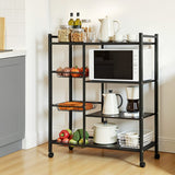 Kitchen Appliance Accessories: Artiss 4-Tier Kitchen Rack Microwave Bakers Storage Shelf with 3 Baskets Wheels