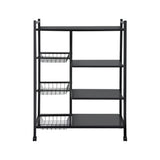 Kitchen Appliance Accessories: Artiss 4-Tier Kitchen Rack Microwave Bakers Storage Shelf with 3 Baskets Wheels