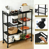 Kitchen Appliance Accessories: Artiss 4-Tier Kitchen Rack Microwave Bakers Storage Shelf with 3 Baskets Wheels