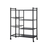 Kitchen Appliance Accessories: Artiss 4-Tier Kitchen Rack Microwave Bakers Storage Shelf with 3 Baskets Wheels