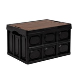 Storage Boxes: Gardeon Collapsible Outdoor Storage Box 50L Stackable Folding Camping Organizer Plywood Lid Black