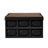 Storage Boxes: Gardeon Collapsible Outdoor Storage Box 50L Stackable Folding Camping Organizer Plywood Lid Black