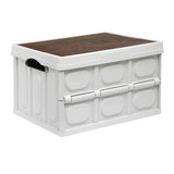 Storage Boxes: Gardeon Collapsible Outdoor Storage Box 50L Stackable Folding Camping Organizer Plywood Lid Beige
