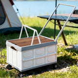 Storage Boxes: Gardeon Collapsible Outdoor Storage Box 54L Stackable Folding Camping Organizer Wheels Plywood Lid Beige