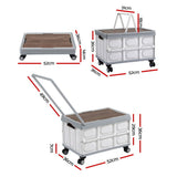 Storage Boxes: Gardeon Collapsible Outdoor Storage Box 54L Stackable Folding Camping Organizer Wheels Plywood Lid Beige