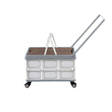 Storage Boxes: Gardeon Collapsible Outdoor Storage Box 54L Stackable Folding Camping Organizer Wheels Plywood Lid Beige