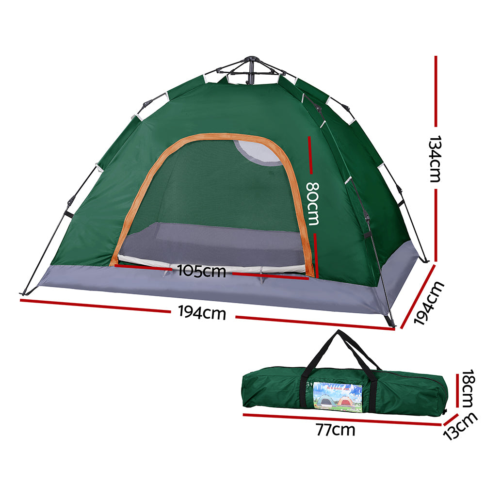 Tents: Weisshorn Camping Tent Instant Tent Pop up 2 Person Outdoor Hiking Tents Hiking Green