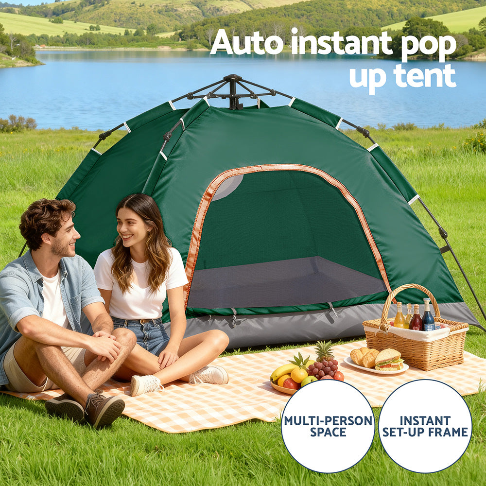 Tents: Weisshorn Camping Tent Instant Tent Pop up 2 Person Outdoor Hiking Tents Hiking Green