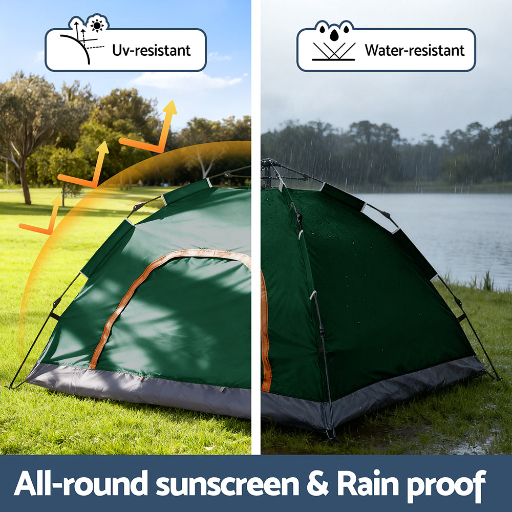 Tents: Weisshorn Camping Tent Instant Tent Pop up 2 Person Outdoor Hiking Tents Hiking Green