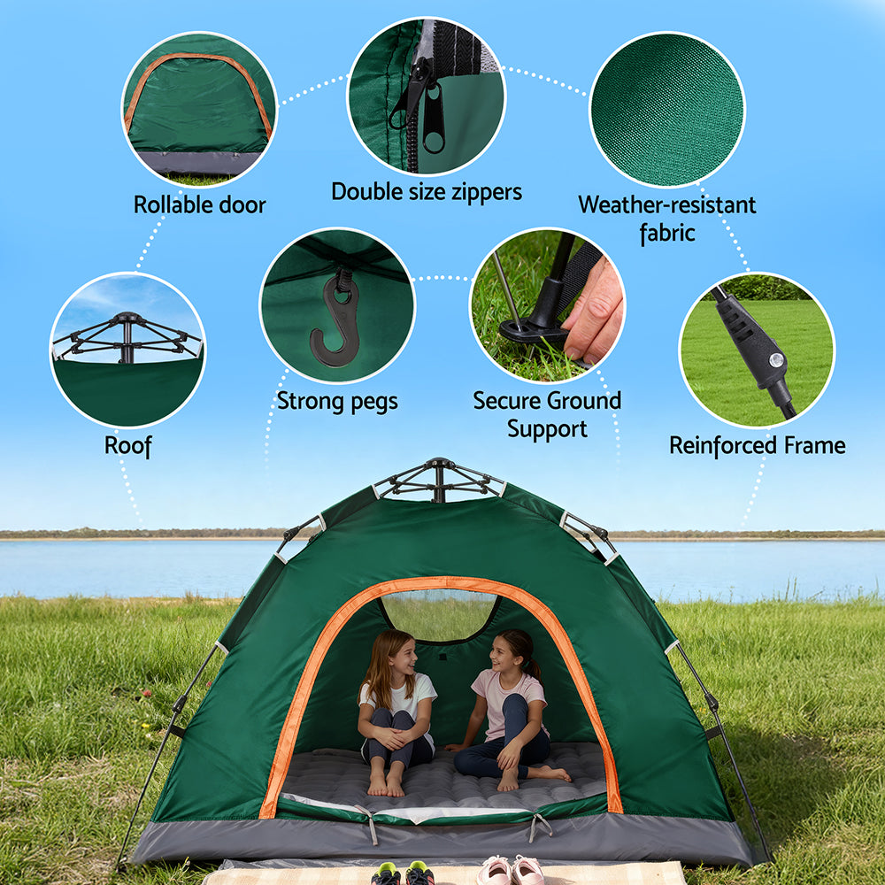 Tents: Weisshorn Camping Tent Instant Tent Pop up 2 Person Outdoor Hiking Tents Hiking Green