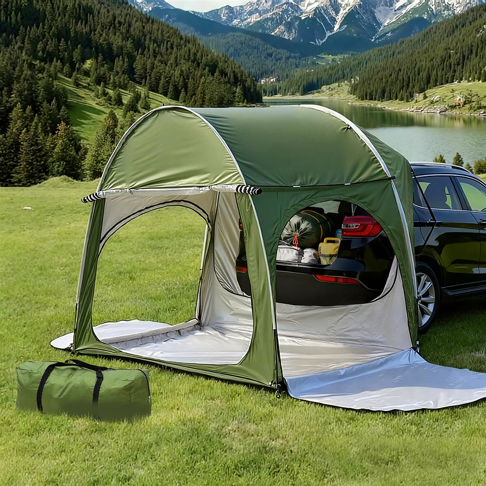 Tents: Weisshorn Camping Tent Car SUV Rear Hatchback Tents Canopy Portable Outdoor Family green