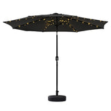 Instahut Outdoor Umbrella 2.9m Market Umbrella with Base String Light Black