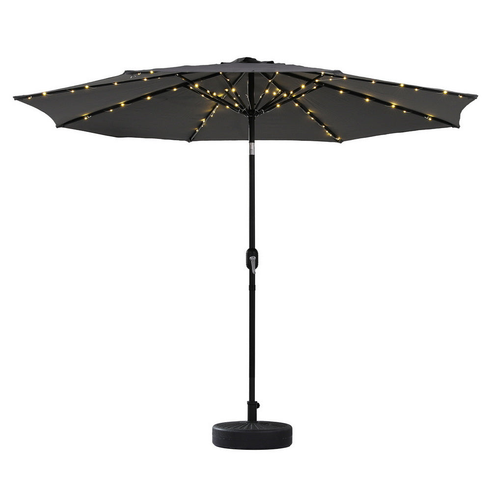 Umbrellas & Sunshades: Instahut Outdoor Umbrella 2.9m Market Umbrella with String Light Tilt Charcoal Shade