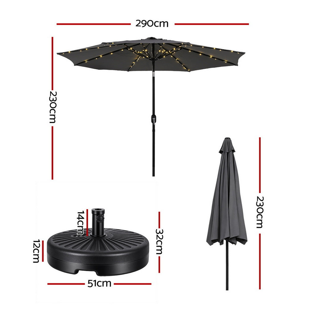 Umbrellas & Sunshades: Instahut Outdoor Umbrella 2.9m Market Umbrella with String Light Tilt Charcoal Shade