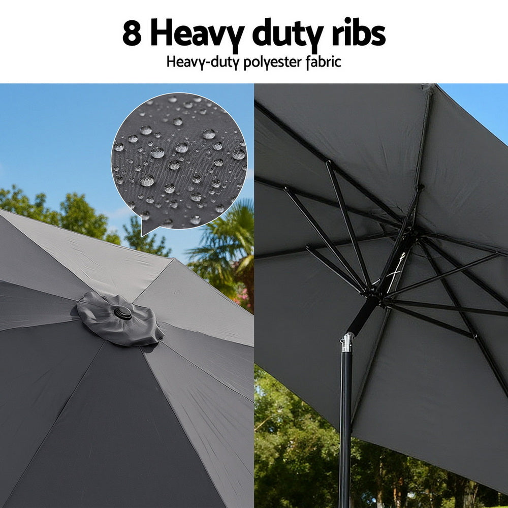 Umbrellas & Sunshades: Instahut Outdoor Umbrella 2.9m Market Umbrella with String Light Tilt Charcoal Shade