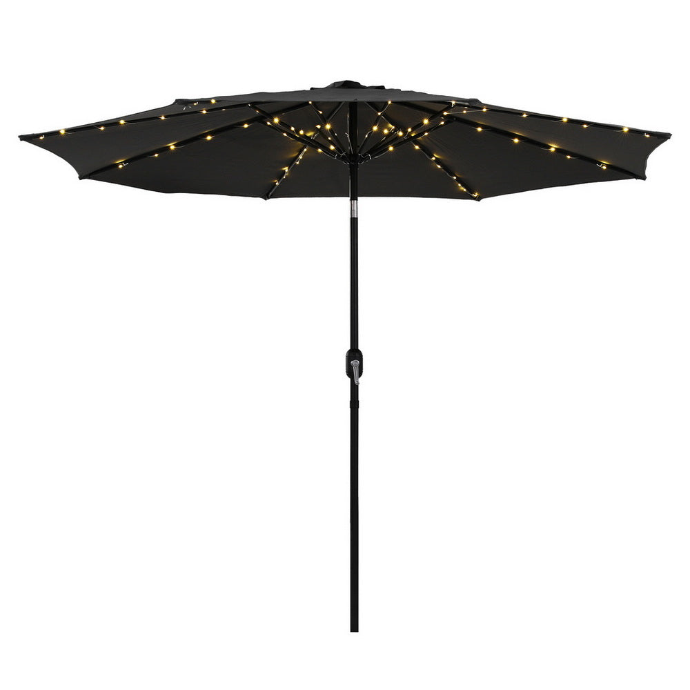 Umbrellas & Sunshades: Instahut Outdoor Umbrella 2.9m Market Umbrella with String Light Tilt Black