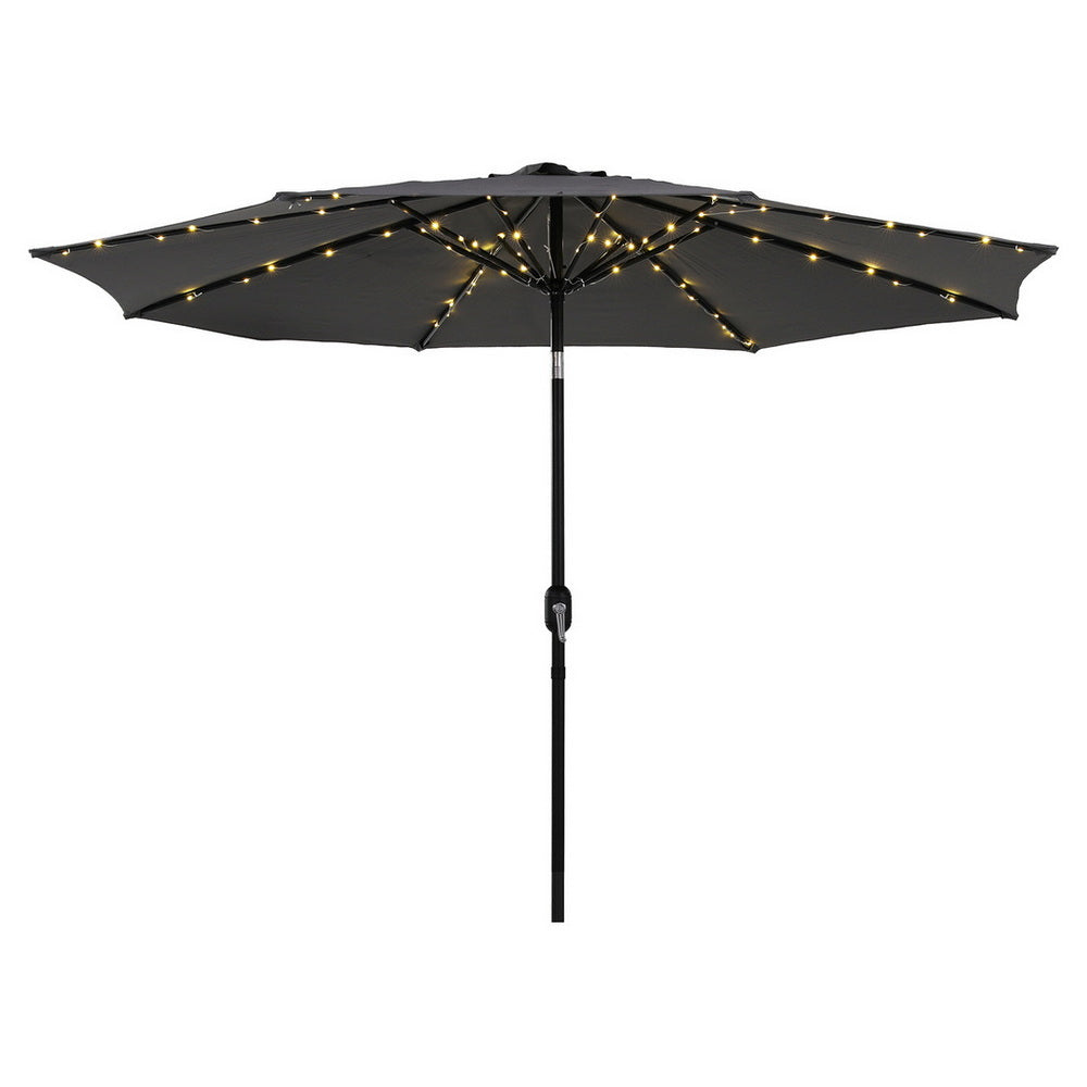 Umbrellas & Sunshades: Instahut Outdoor Umbrella 2.9m Market Umbrella with String Light Tilt Charcoal Shade
