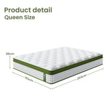 Queen Mattress: BedStory Queen 30cm Hybrid Mattress Cooling Gel Memory Foam 5 Zone Pocket Spring Bed Temperature Regulating