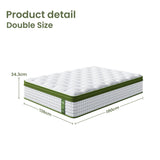 BedStory Double Mattress 34cm Medium - Hybrid Mattress for Pressure Relief Motion Isolation