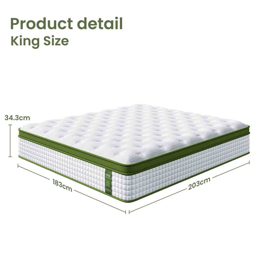 King Size Mattress: BedStory 34cm King Latex Hybrid Mattress Medium Firm - 5 Zone Pocket Spring Bed for Pressure Relief Motion Isolation