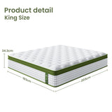 BedStory King Mattress 34cm Medium - Hybrid Mattress for Pressure Relief Motion Isolation