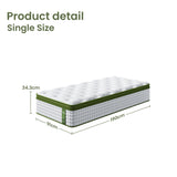 Single Mattress: BedStory 34cm Single Latex Hybrid Mattress Medium Firm - 5 Zone Pocket Spring Bed for Pressure Relief Motion Isolation