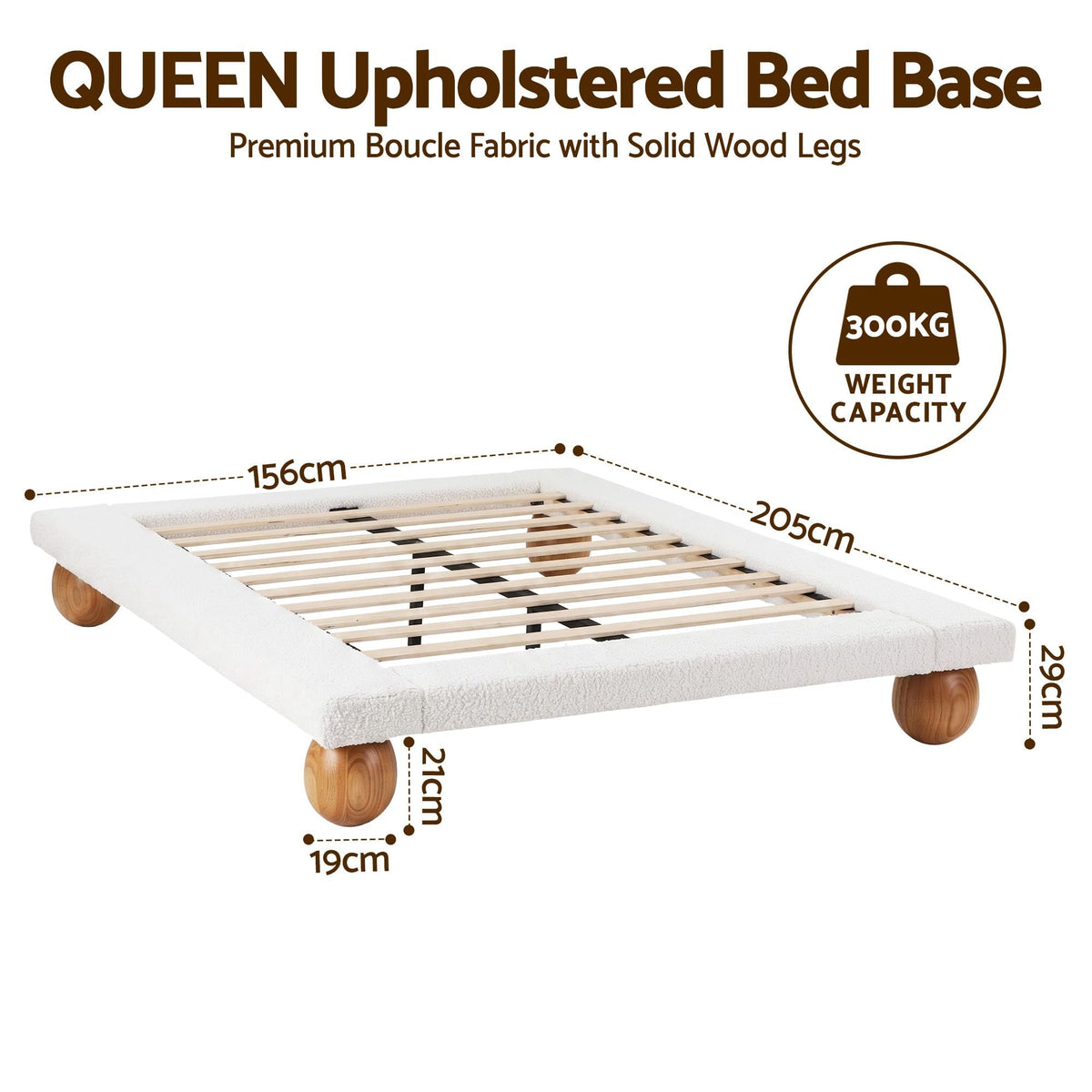 RoomSense Queen 26cm Firm Mattress Bundle with Beige Boucle Bed Frame
