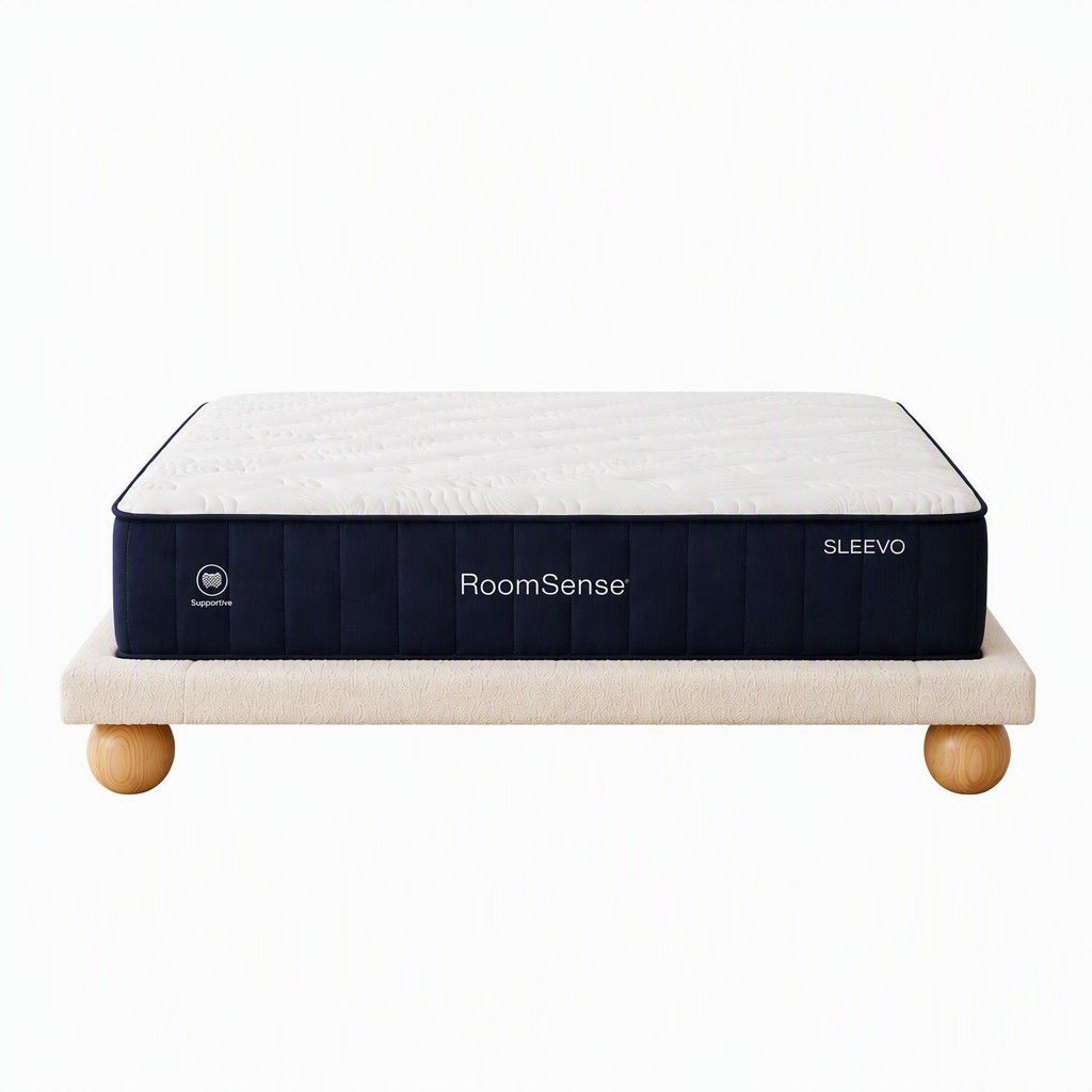 RoomSense Queen 26cm Firm Mattress Bundle with Beige Boucle Bed Frame