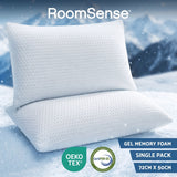 RoomSense Cooling Memory Foam Pillow Pillows 1 Pack, Anti-Flattening Bed Pillows for Hot Sleepers, Adjustable Shredded Gel Side Sleeper Pillow for Neck Support, Washable Cover, 72x50x15cm