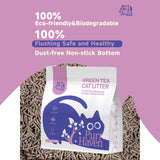 PurrHaven Green Tea Clumping Cat & Kitty Litter, 15kg (6 Pack),Dust Free,Natural Flusable,Easy to Clean,Odour Neutraliser,Rapid Liquid Absorption,Non-Toxic Formula