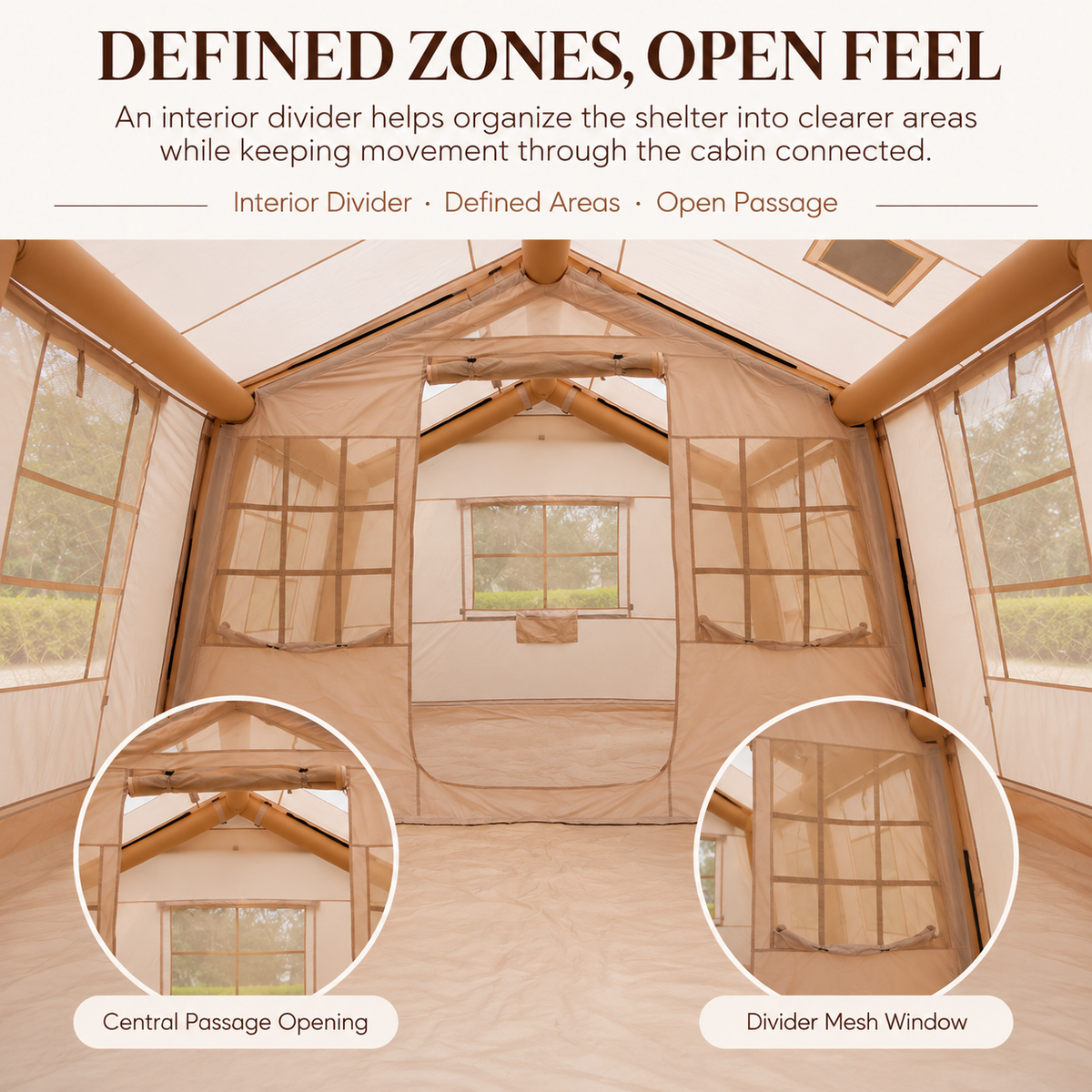 Weisshorn Inflatable Cabin Tent 300x400cm Side Awning Roof Skylight